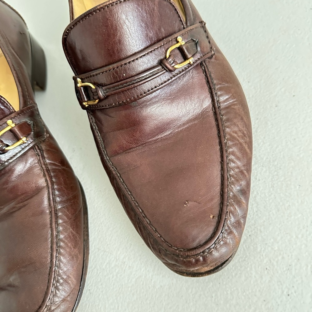 Gucci Brown Leather Loafers with Horsebit Detail - Picture 4 of 15
